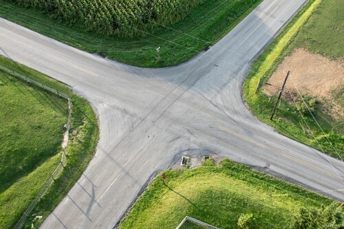 aerial view of road intersection