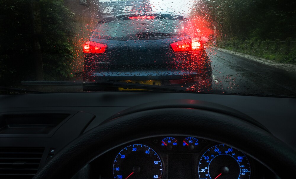 car following closely behind another car