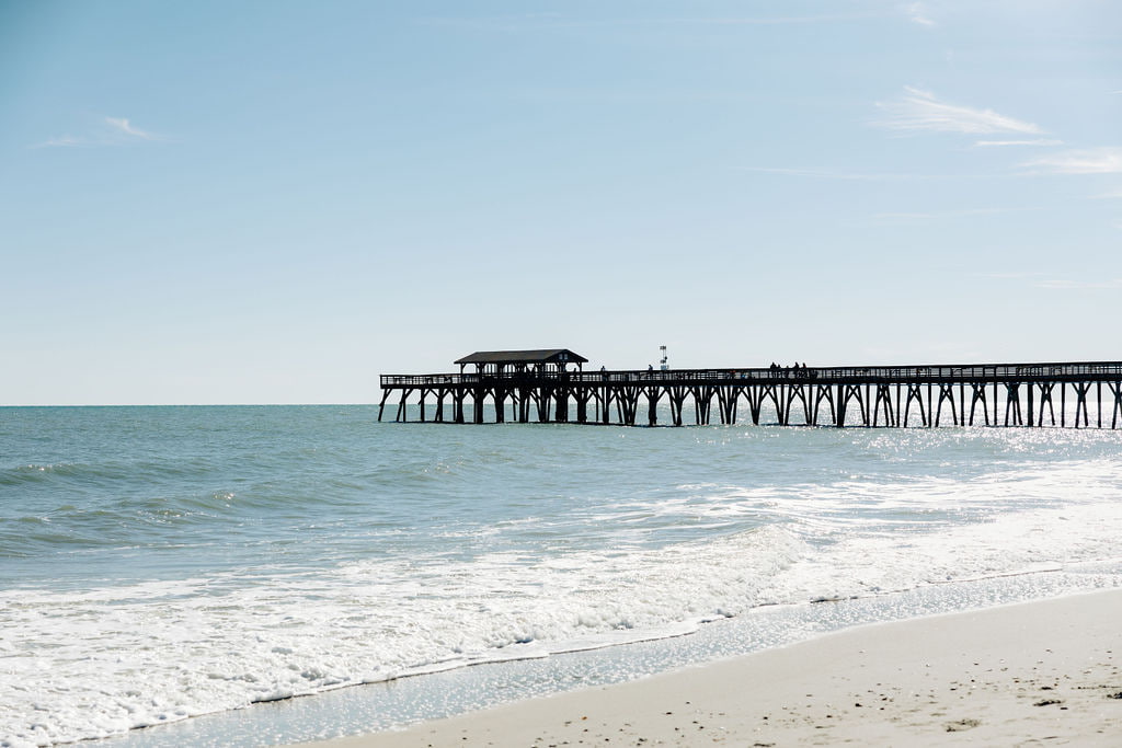 Myrtle Beach shoreline with pier in the background