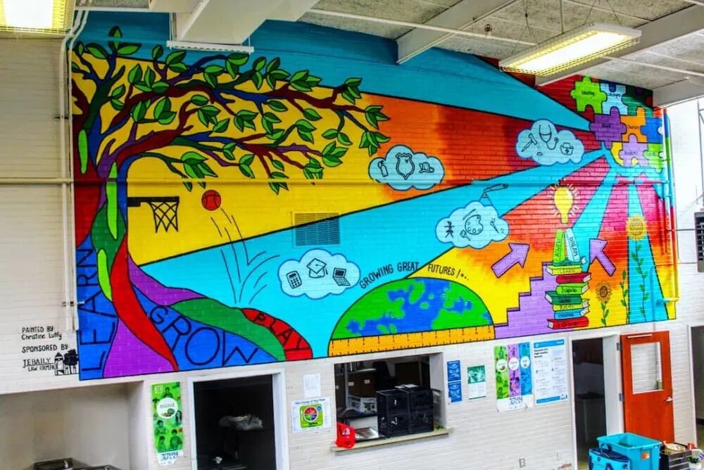 painted mural on wall of Lake City Boys & Girls Club